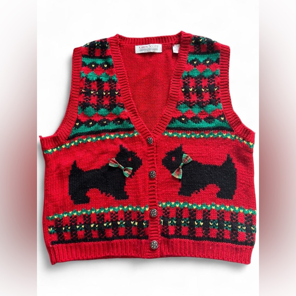Karen Scott Bright Red Knit Pullover Vest